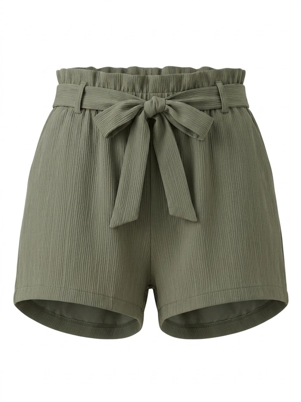 LUSH Olive Green Paperbag Waist Tie Shorts - Size Large